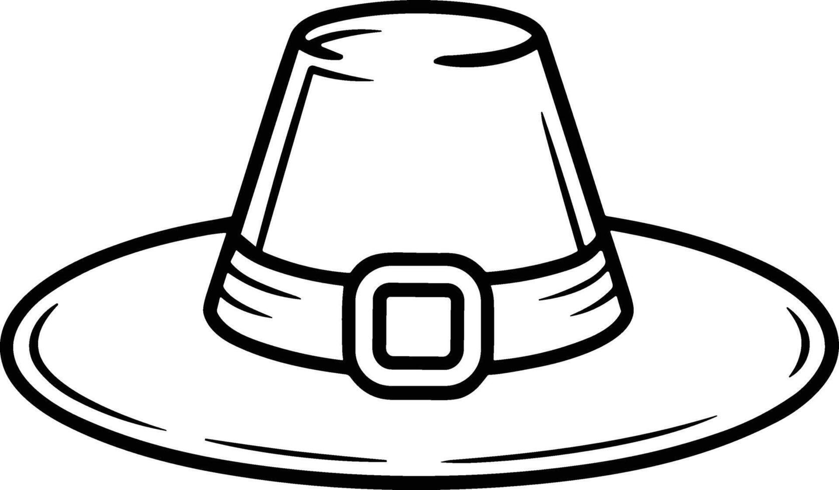 Pilgrim Hat Line Art - Thanksgiving Outline Illustration vector