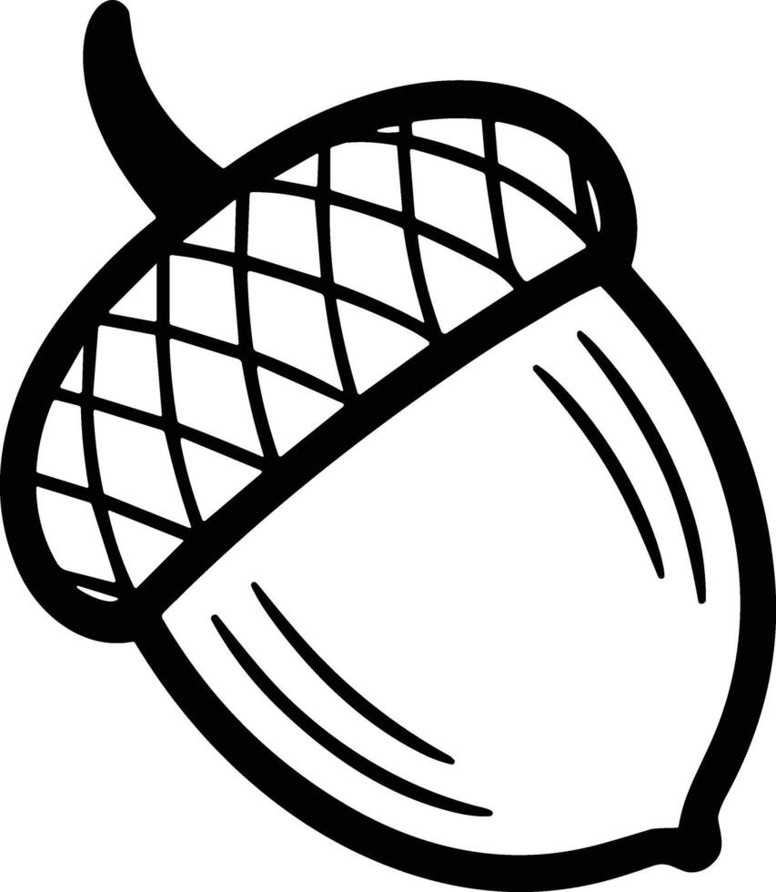 Simple Acorn Line Art - Autumn and Thanksgiving Outline Illustration vector