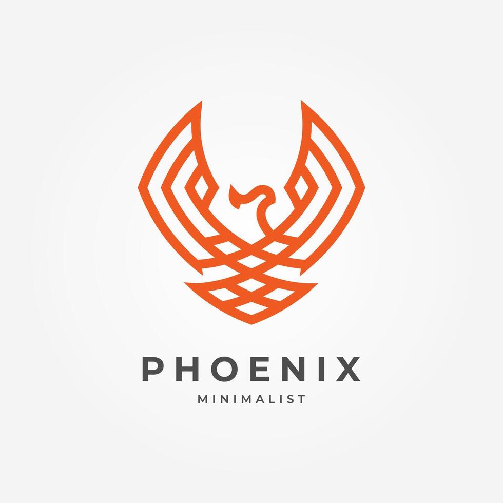 modern and Minimalist Phoenix Logo in Geometric Line Art vector
