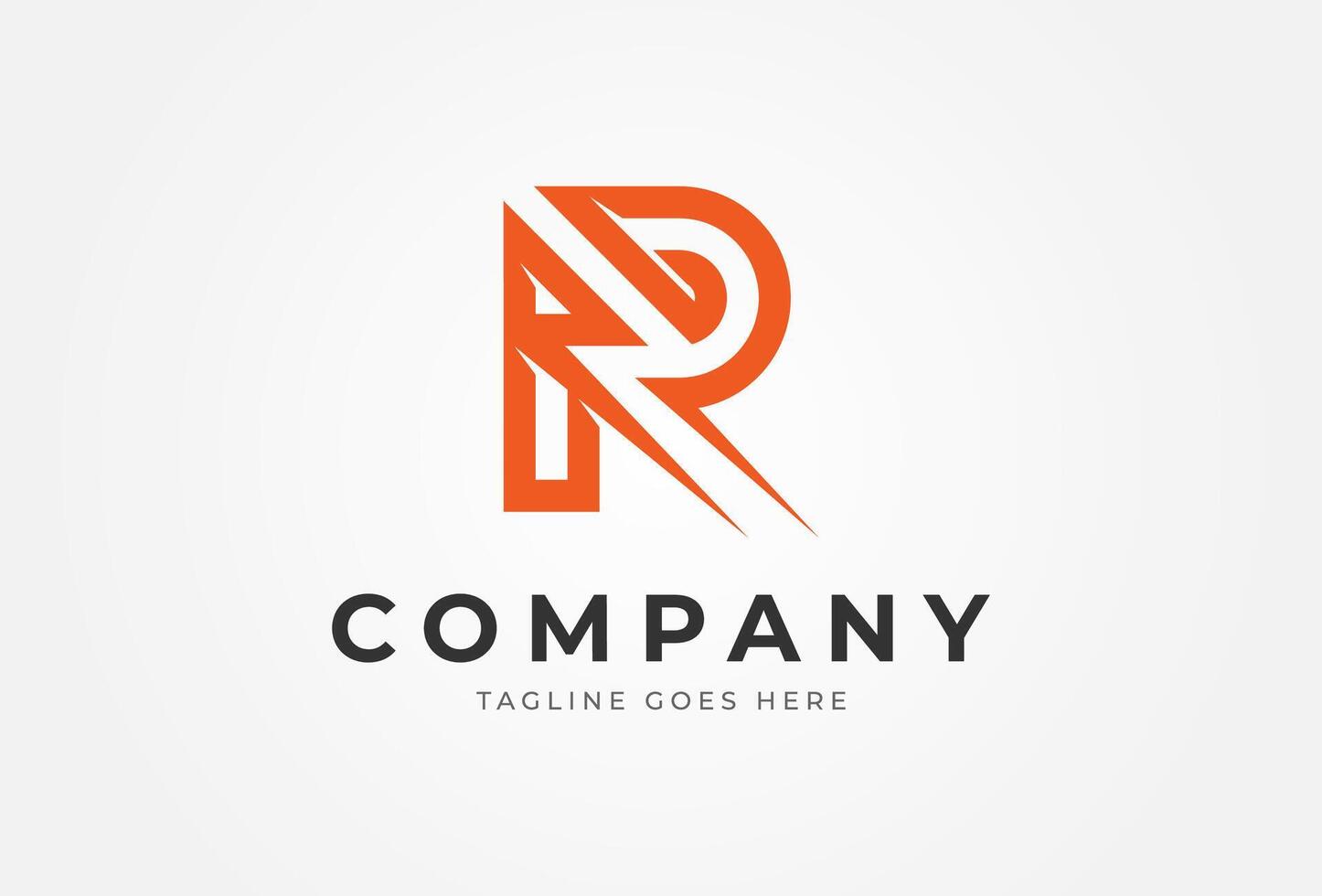 Abstract Orange R Thunder Bolt Logo for Company Branding vector