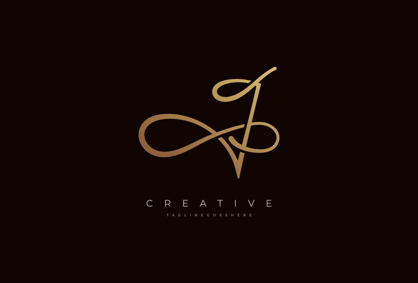Letter J calligraphy Logo, Luxury letter J with infinity icon combination vector