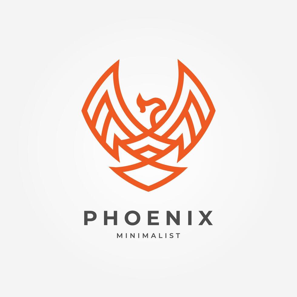 Minimalist Phoenix Logo in Geometric Line Art vector