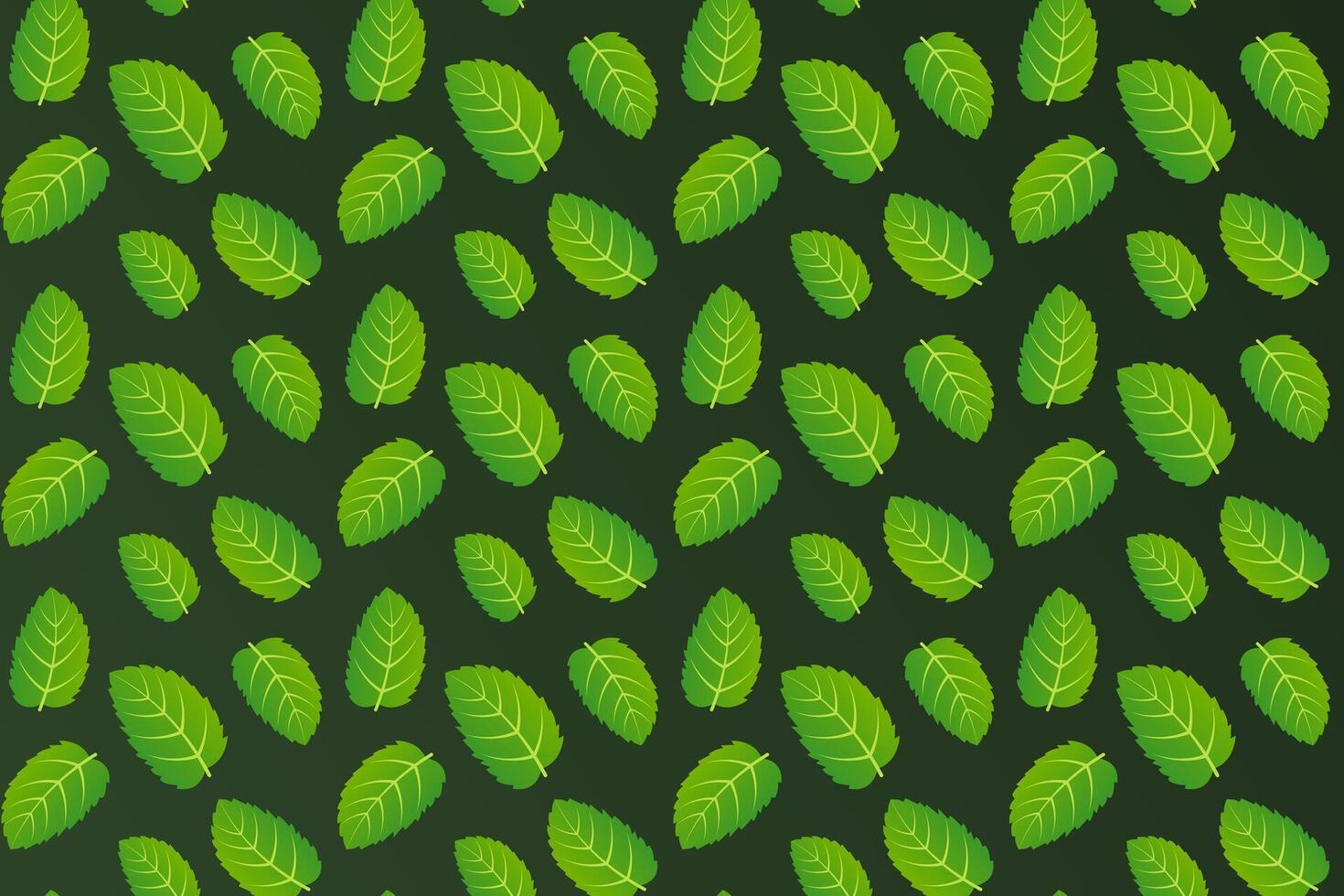 Seamless repeating pattern of mint leaves on a dark background. illustration. vector