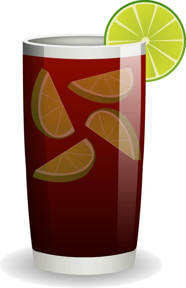 Cocktail, drink cuba libre. Isolated illustration. vector