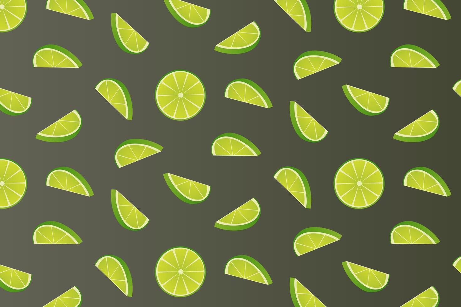 Seamless repeating pattern of limes on a dark background. illustration. vector