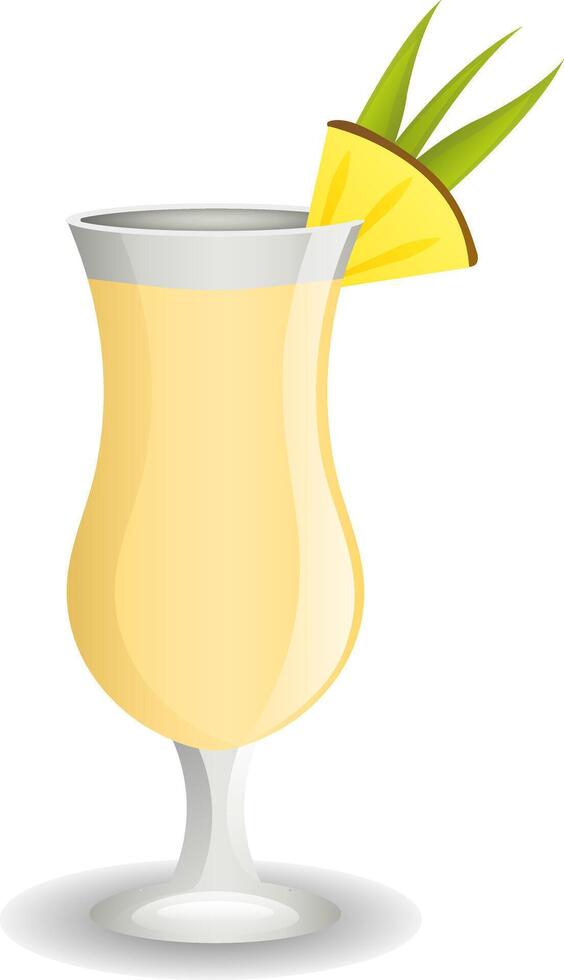 Summer cocktail, pina colada drink. illustration isolated on transparent background. vector