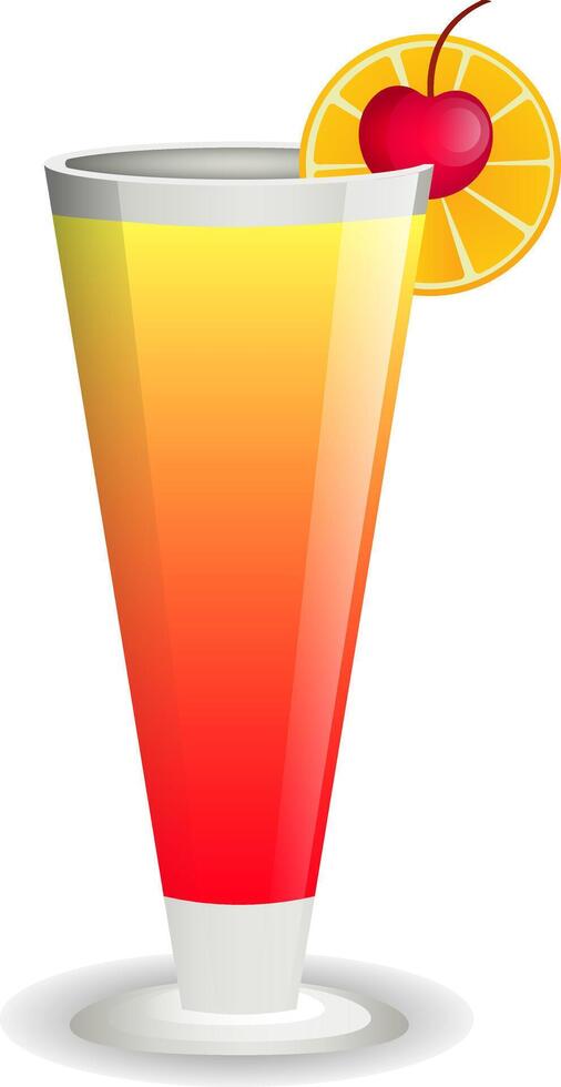Tequila sunrise cocktail. Isolated illustration. vector