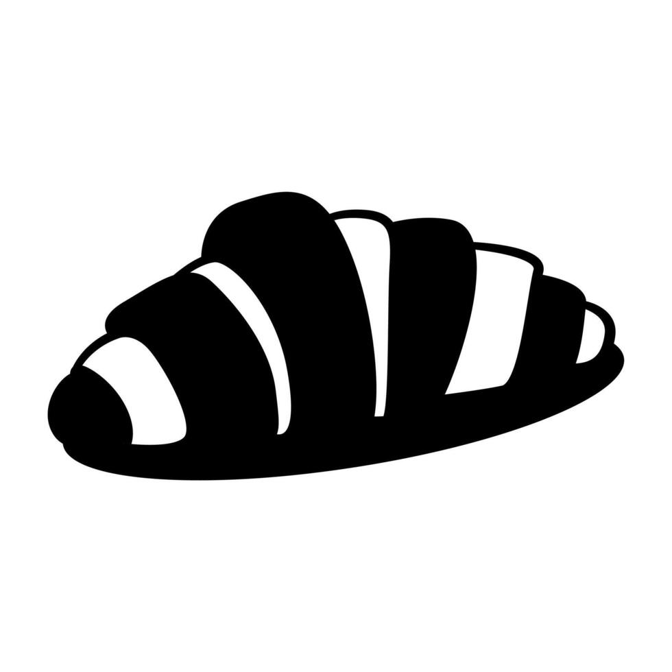 Black and white croissant with a white stripe vector