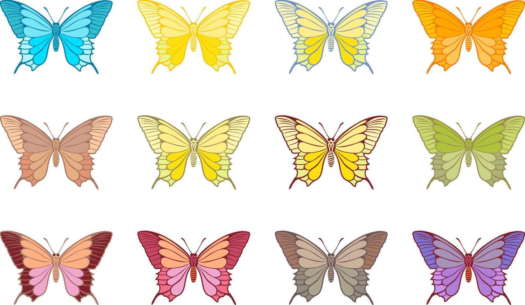Butterflies with cool gradient colors vector