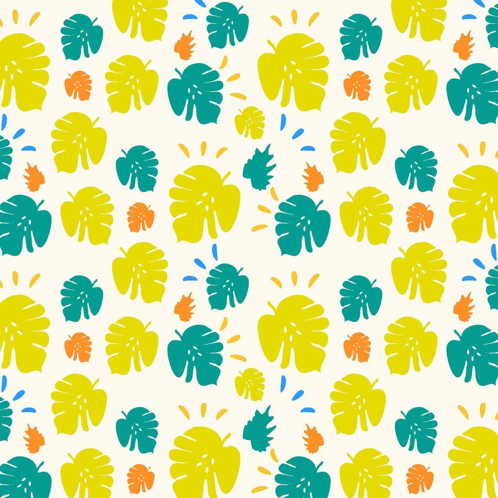Seamless Abstract Summer Pattern Background Design Featuring Organic Shapes in Yellow and Teal Color Palette vector