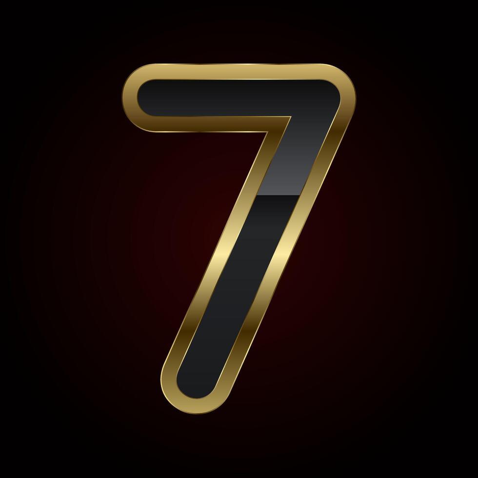 A luxurious number Seven is crafted with a rich gold outline and sleek black interior, radiating elegance and high-end design of , illustration vector