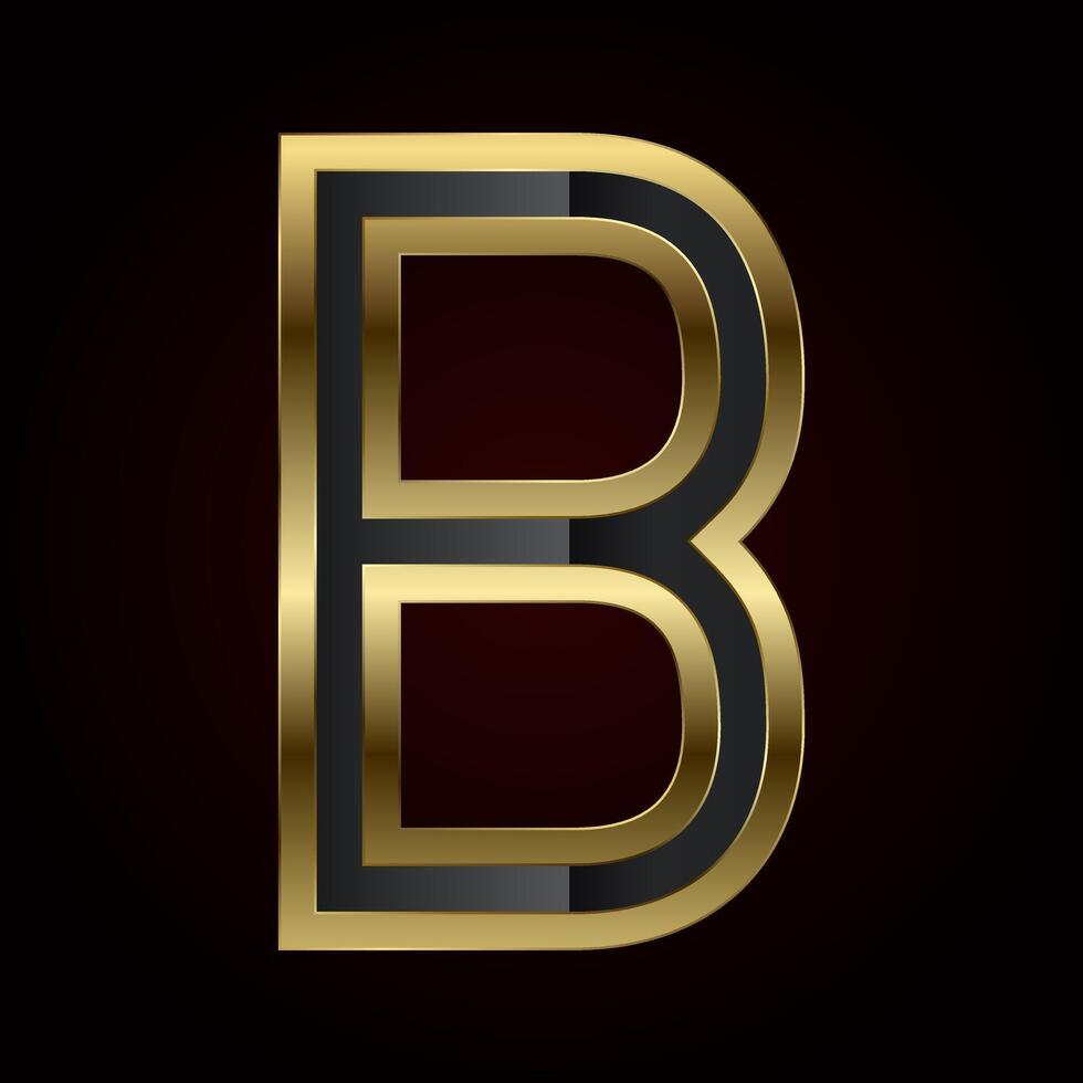 A luxurious Letter B is crafted with a rich gold outline and sleek black interior, radiating elegance and high-end design of , illustration vector