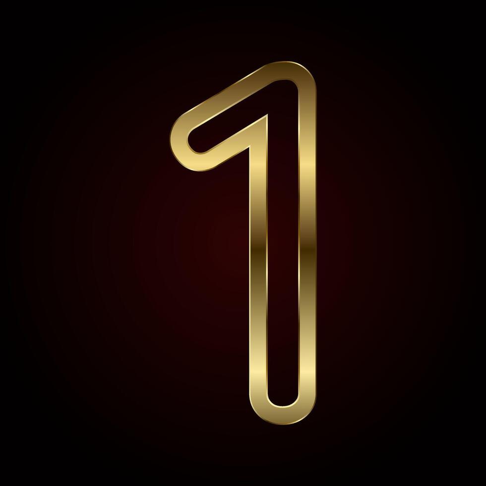 A number one features a sleek, golden outline with a soft glow, reflecting premium sophistication and clarity in design vector