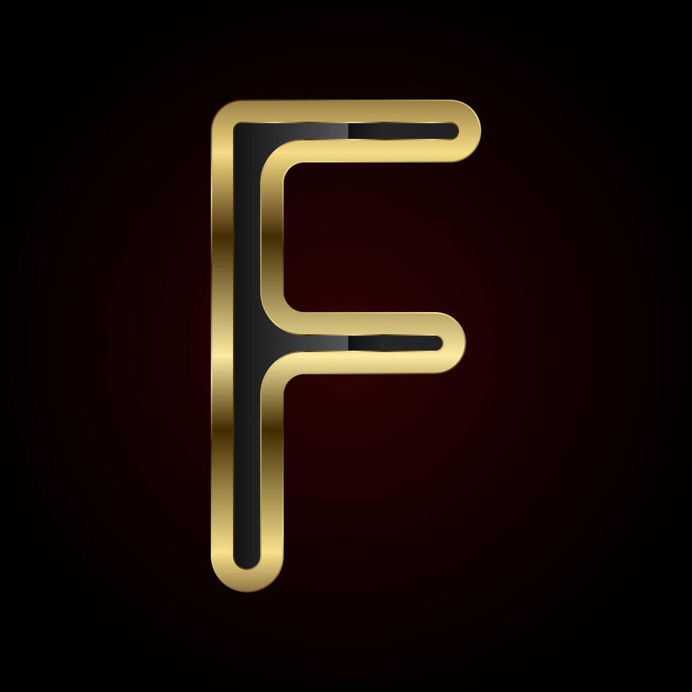 A luxurious Letter F is crafted with a rich gold outline and sleek black interior, radiating elegance and high-end design of , illustration vector