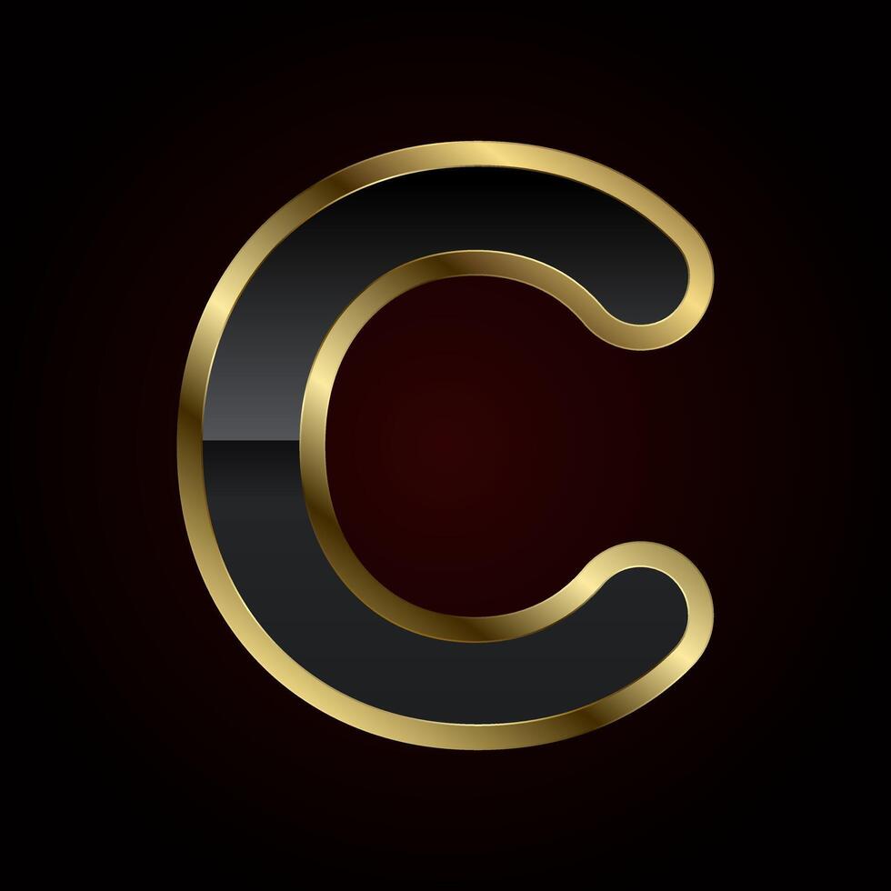 A luxurious Letter C is crafted with a rich gold outline and sleek black interior, radiating elegance and high-end design of , illustration vector