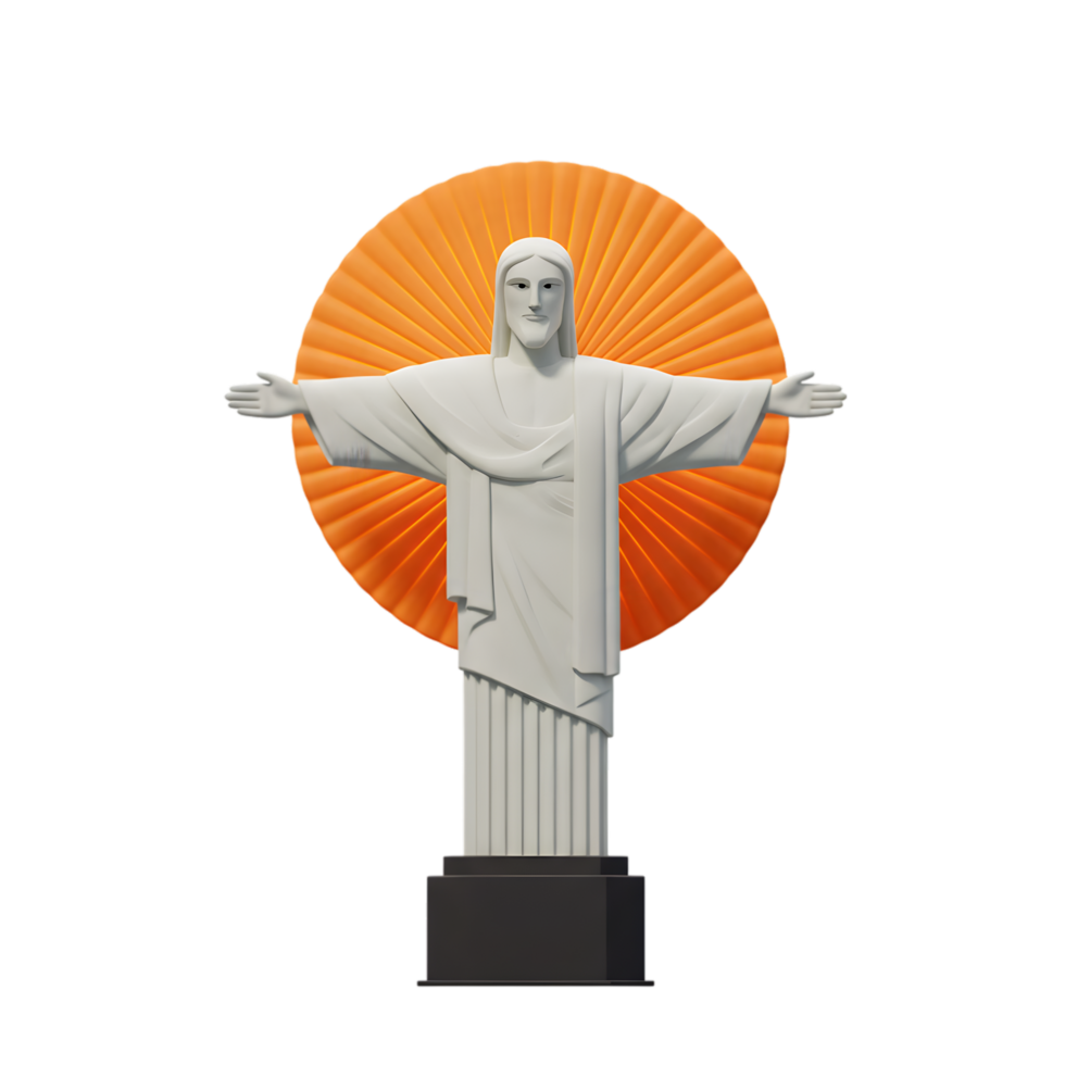 Digital interpretation of Christ the Redeemer with radiating halo design png