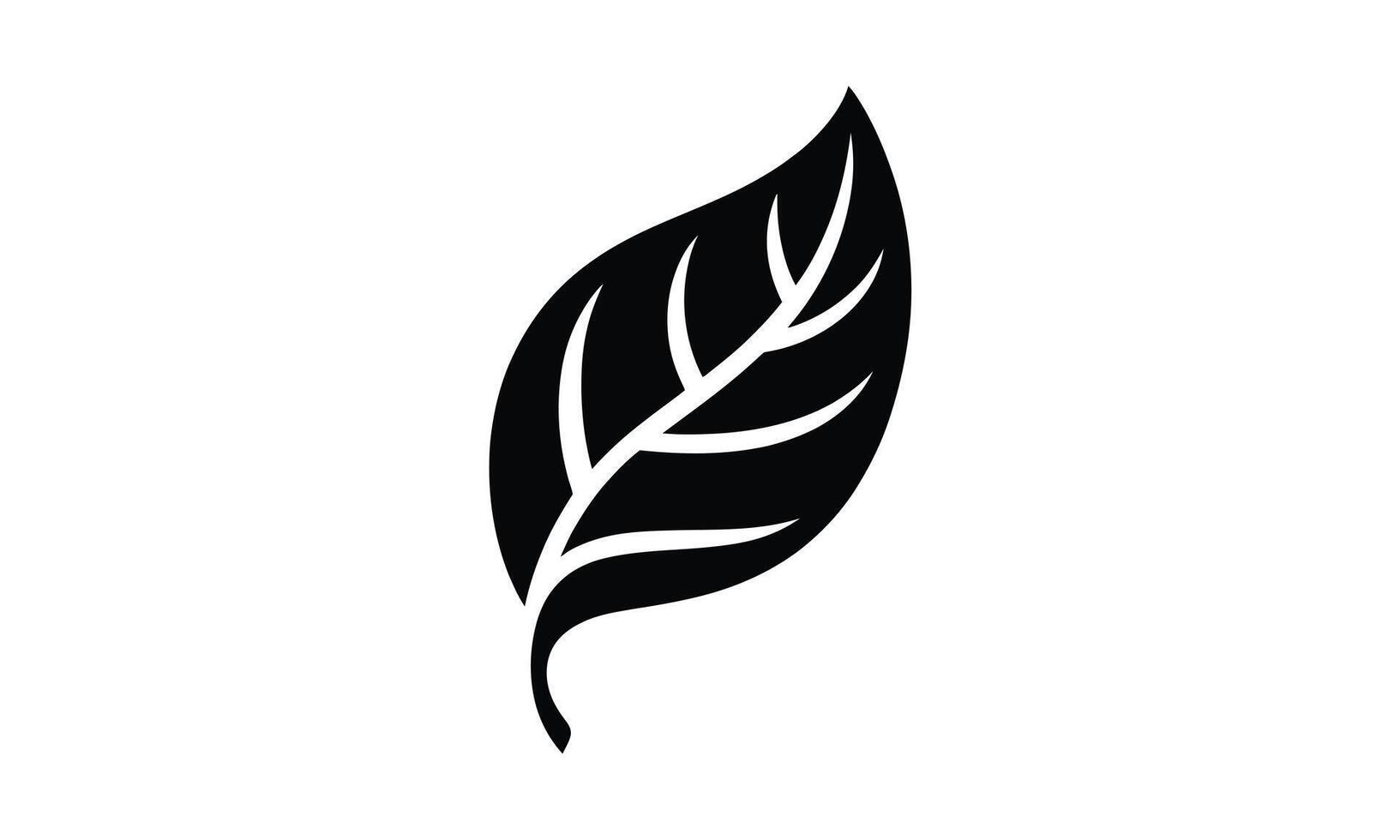 A minimalist black leaf illustration on a clean white background for design projects vector