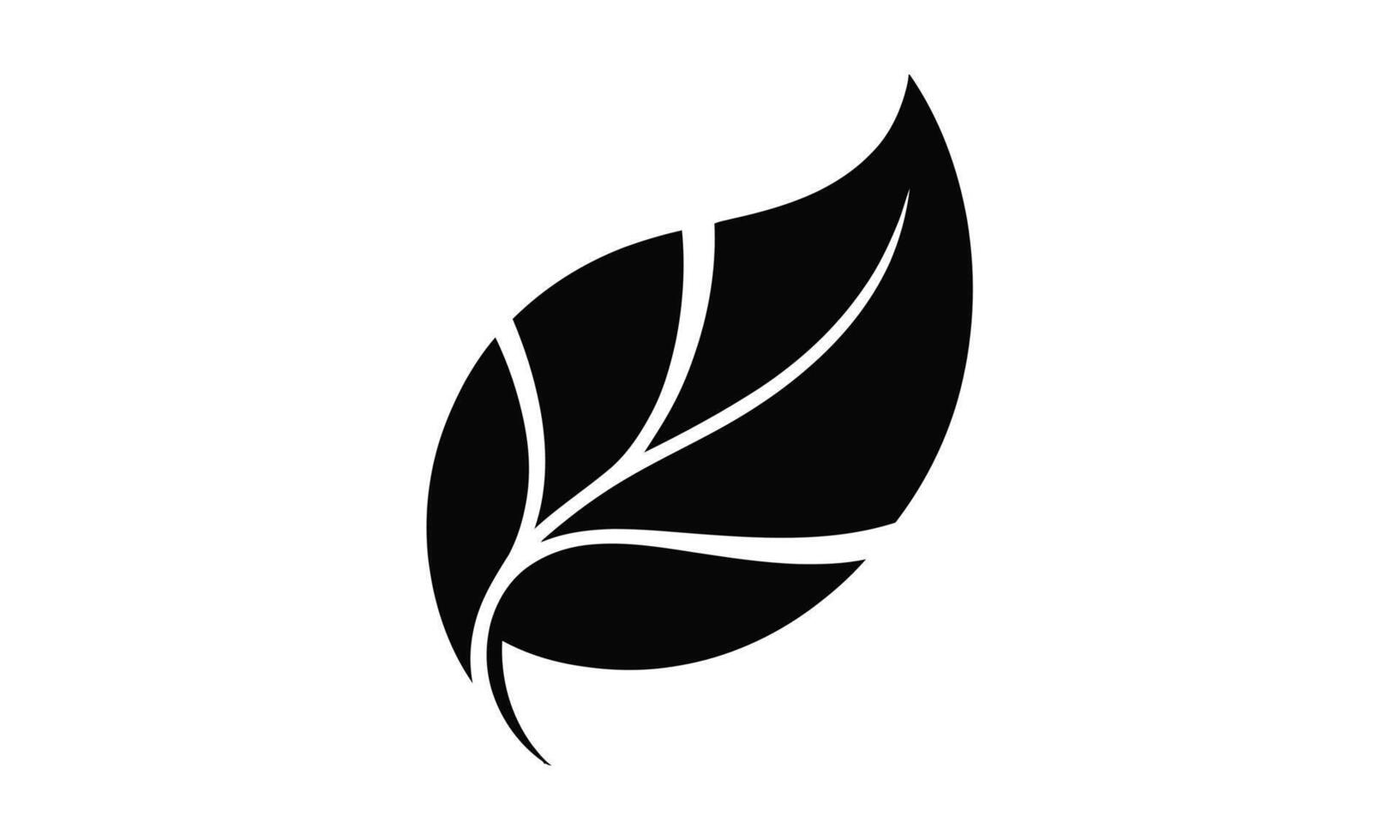 Simple black and white leaf silhouette isolated on white background for design purposes vector