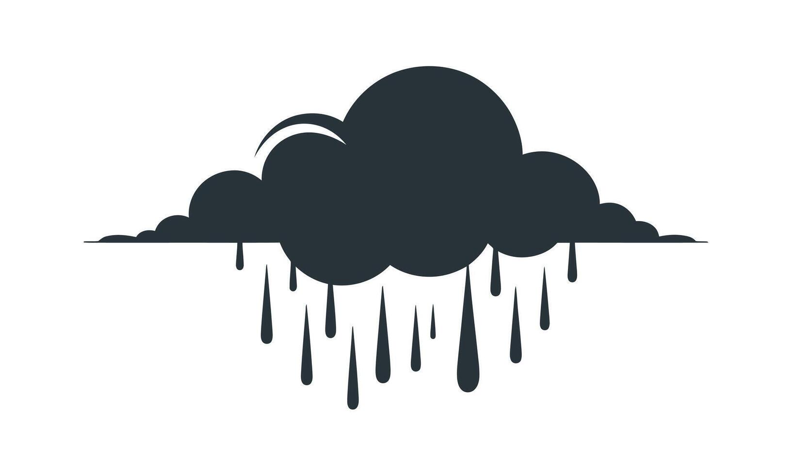 Silhouette of a dark storm cloud with rain droplets on a clean white background vector