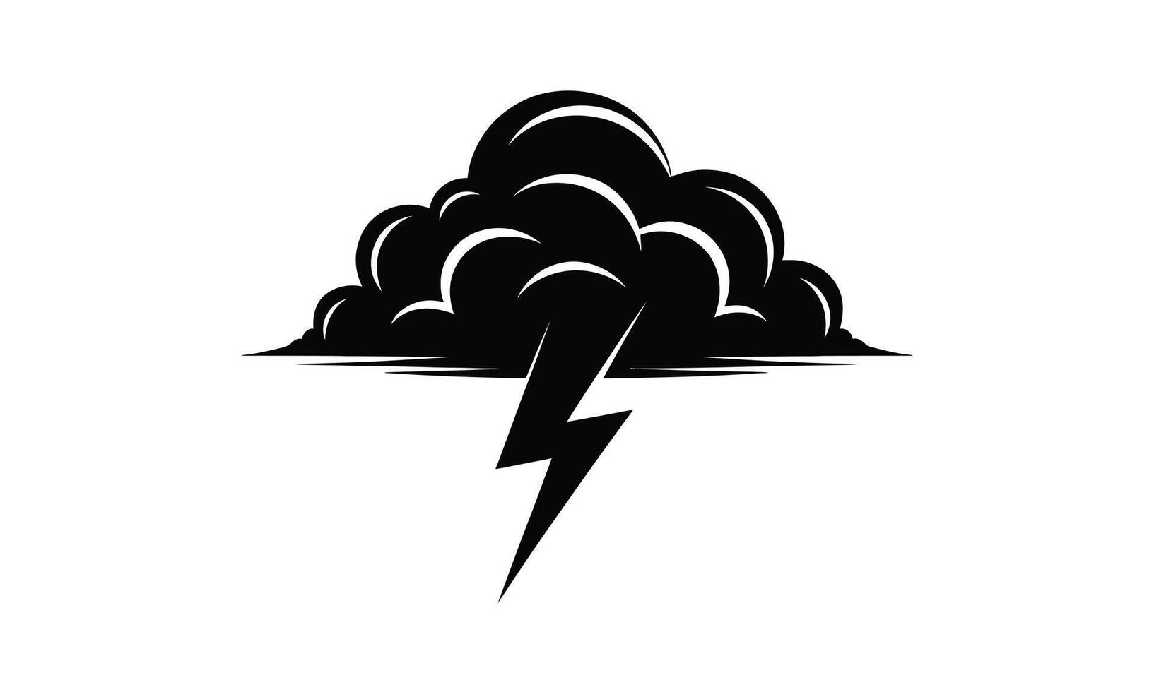 illustration depicting a thunderstorm with dramatic dark clouds and a lightning bolt vector