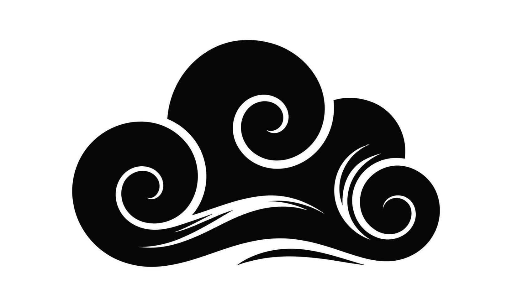Artistic swirl cloud silhouette in black and white suitable for decorative graphic designs vector