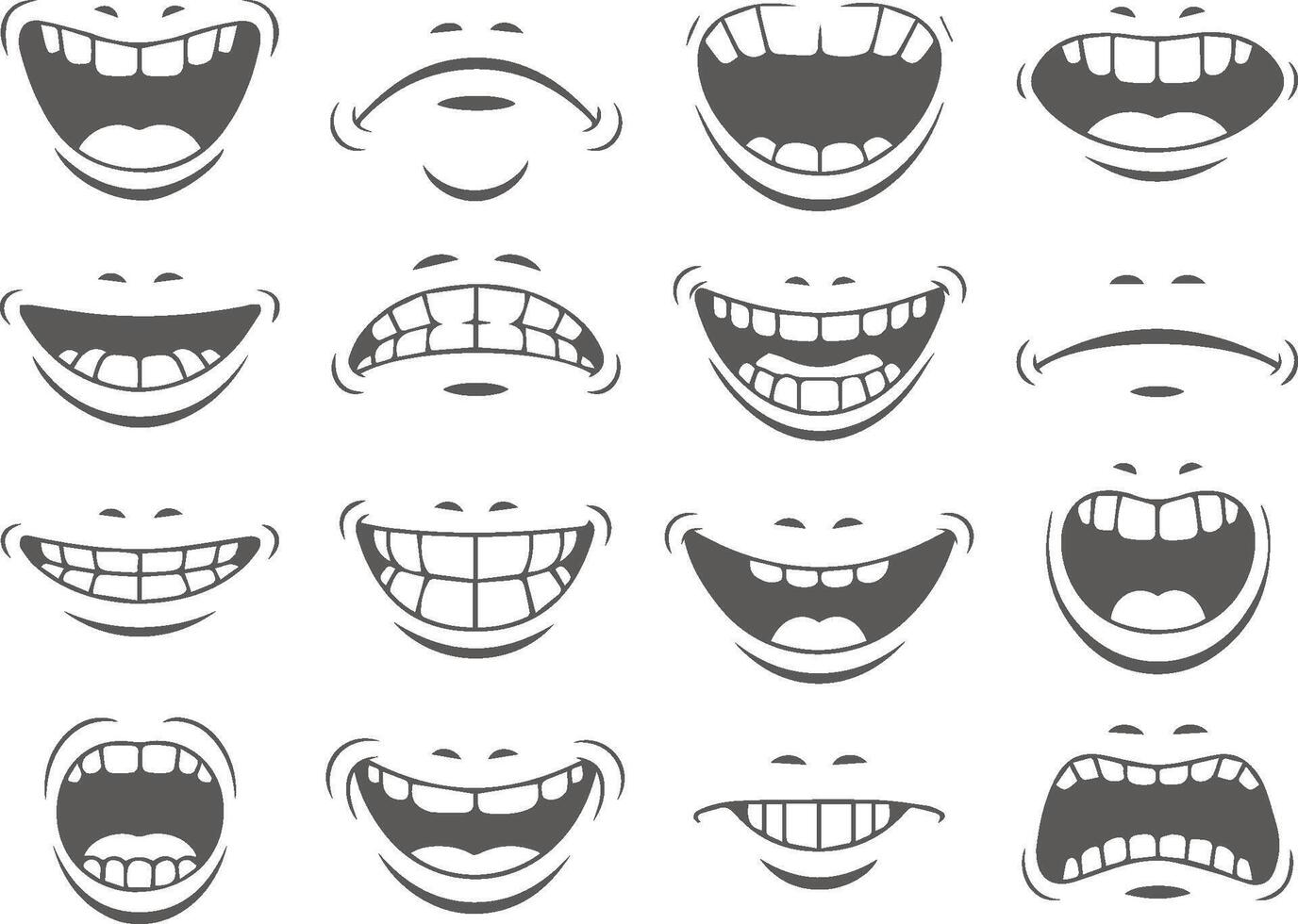Cartoon mouth expressions set with various emotions illustration isolated vector
