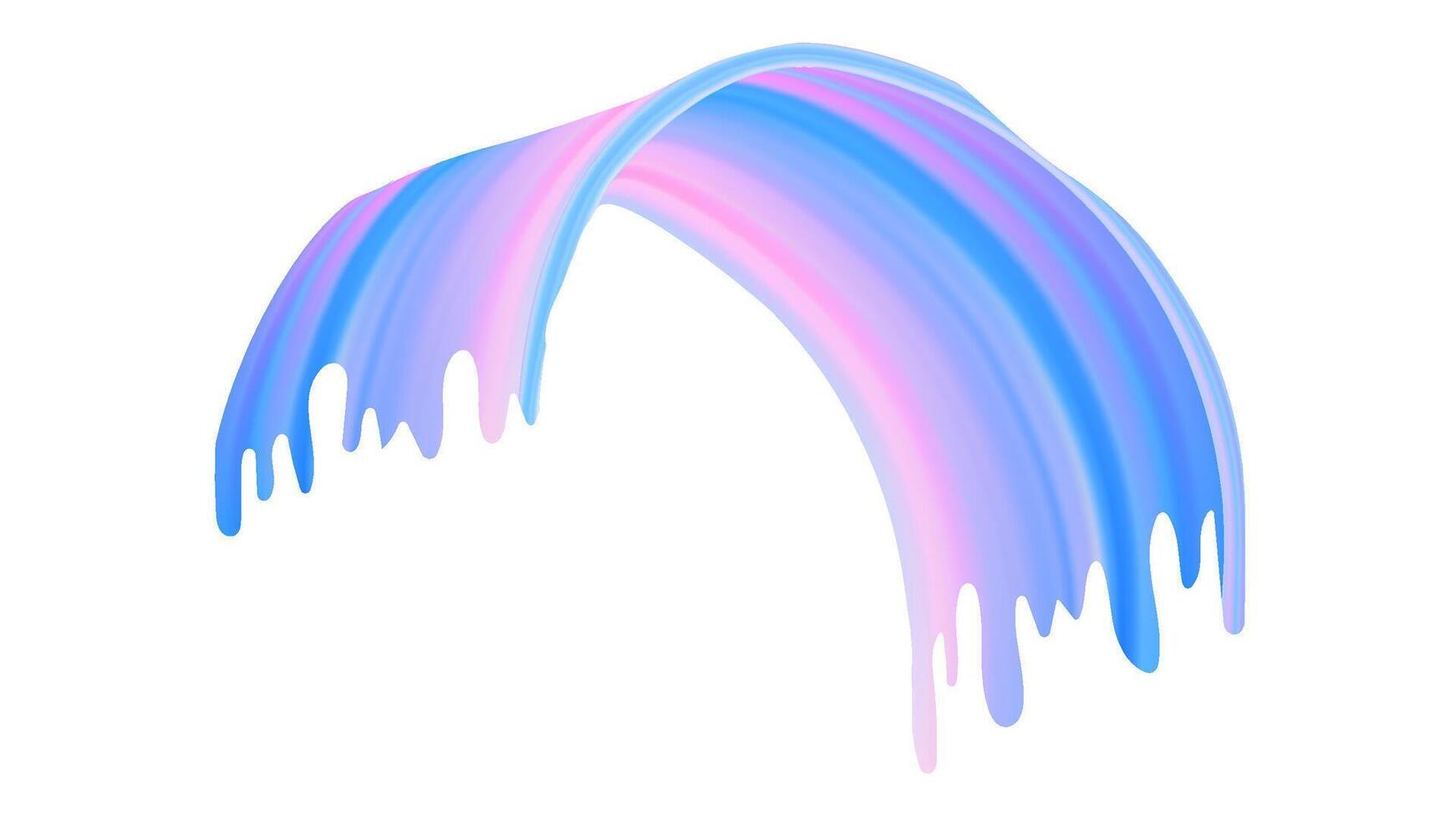 Abstract brush ribbon. 3D paint color stroke. Liquid swirl wave in bright gradient. Dynamic background with fluid acrylic texture. Blue and pink wavy design. Rough oil paintbrush motion element vector