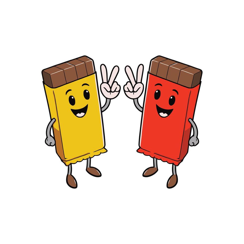 Cute Yellow and Red Chocolate Bar Art Designed for Candy Shop Owners and Marketers vector