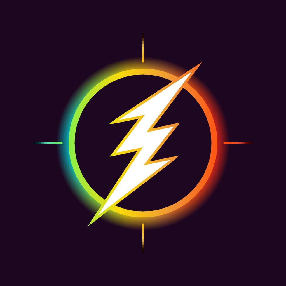 lightning simple neon color logo design vector