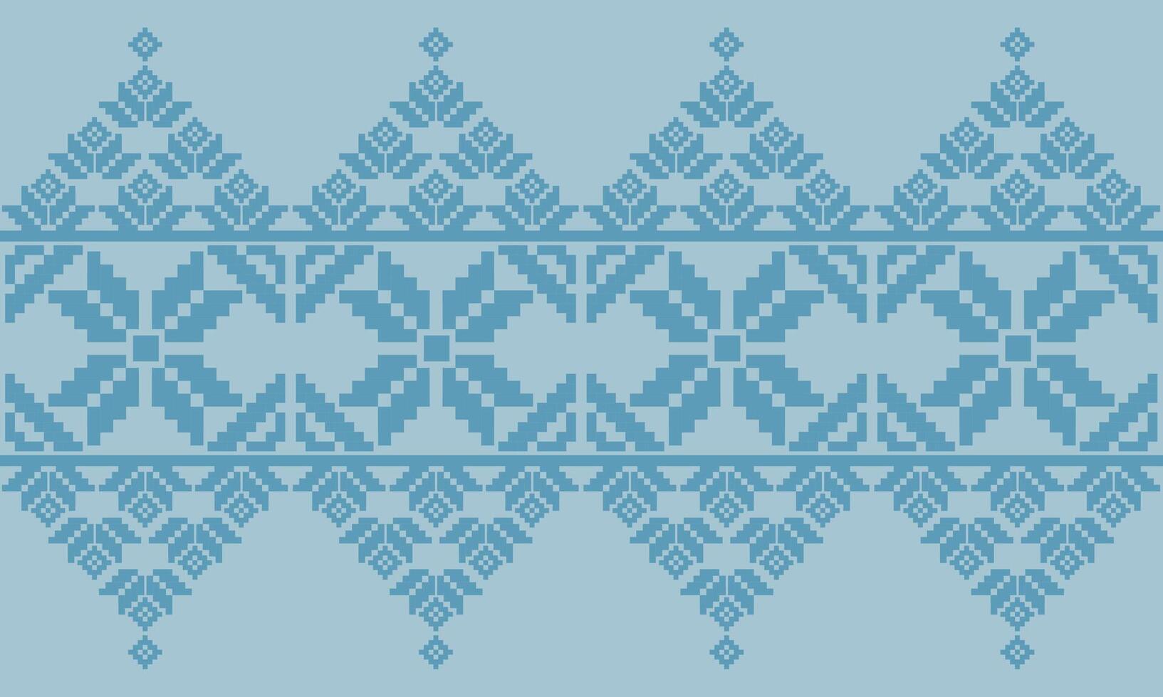 a pattern composed of pixel designs with light blue flowers on light blue background , design for fabric or various pattern printing works. vector