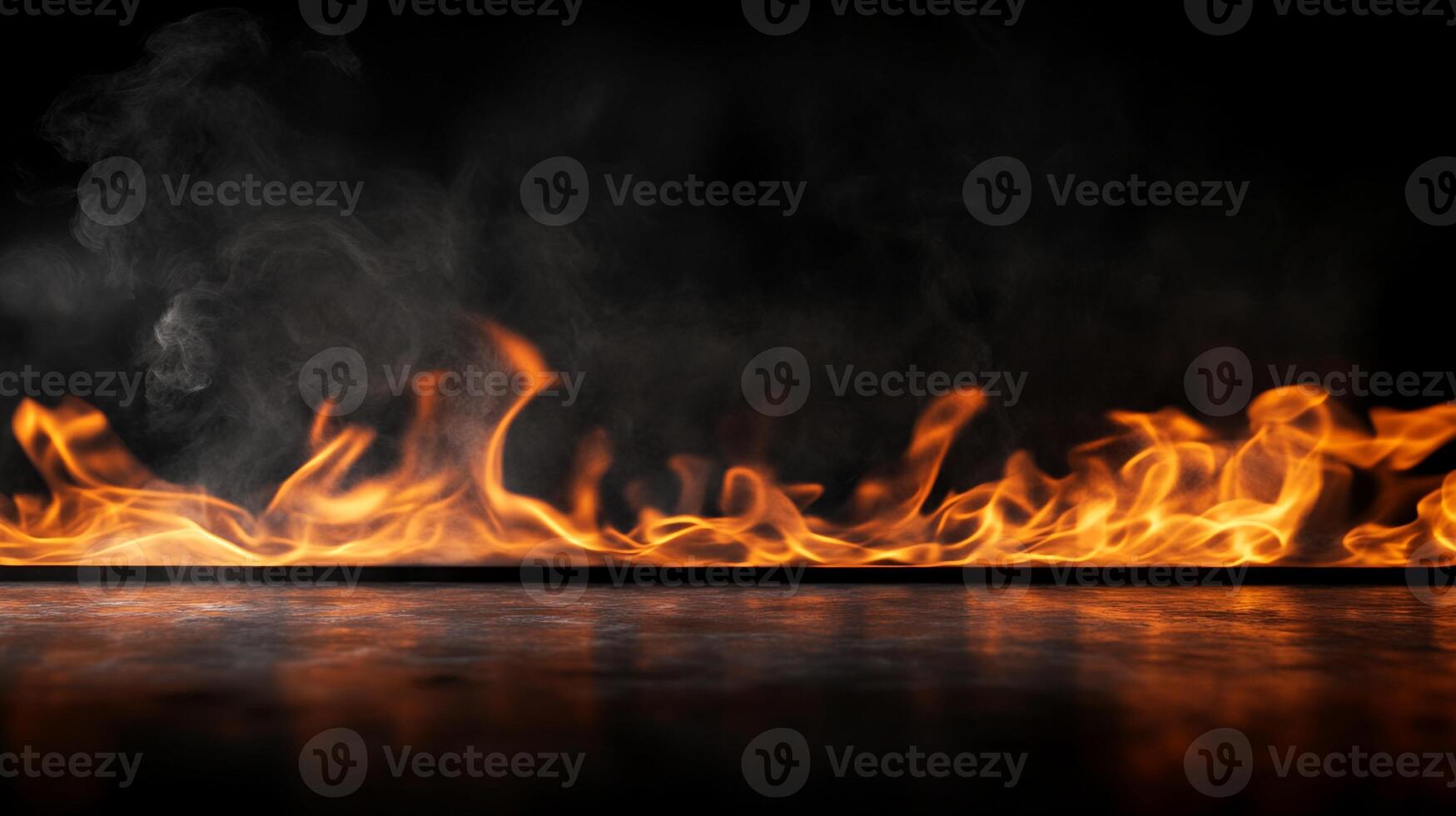Flames, Smoke, and Reflective Surface photo