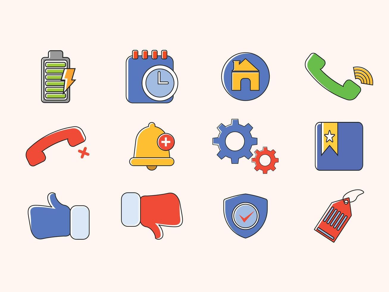 A set of modern trending icons in flat design vector