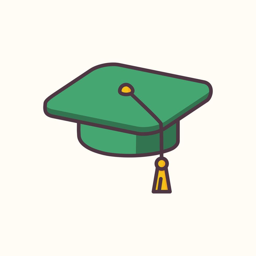 Flat style graduation hat icon with tassel vector