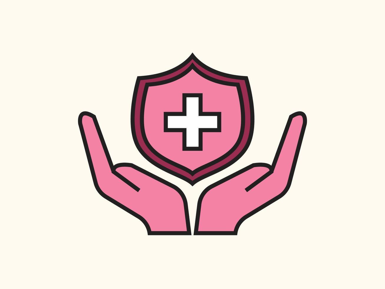 Flat style secured icon with padlock and shield elements vector