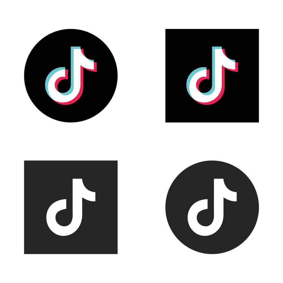 four different logos for tiktok vector