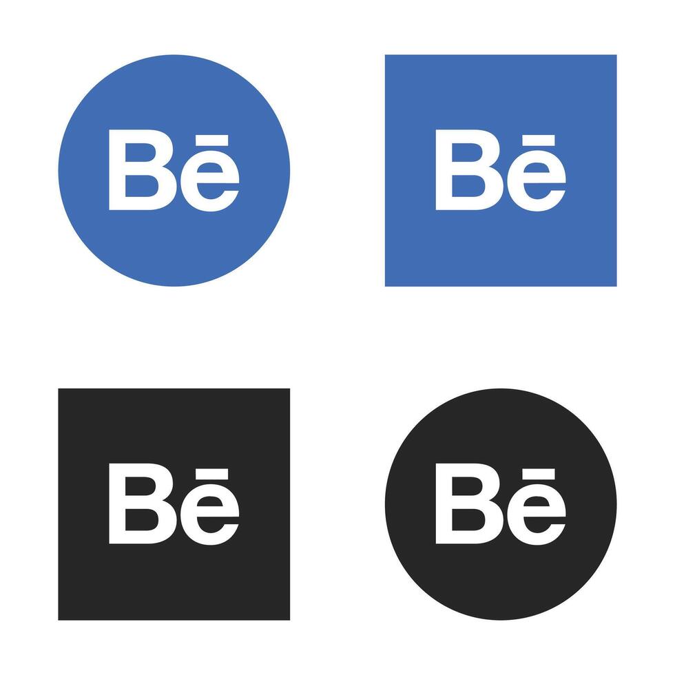 four different logos for be, including one with a blue circle vector
