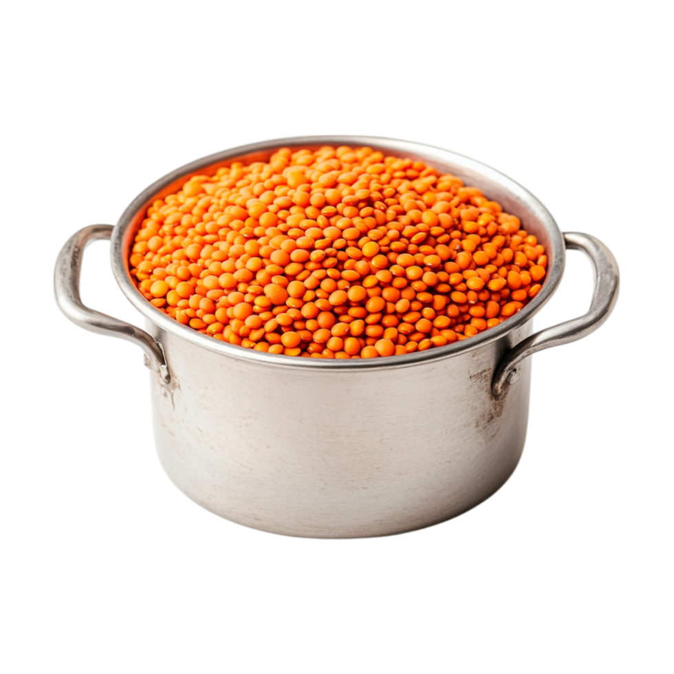 a pot filled with orange beans on a transparent background png