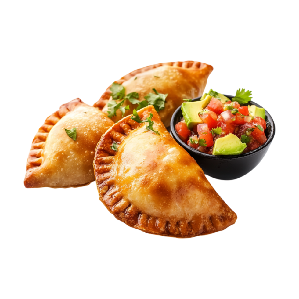 mexican food empanadas with salsa on transparent background png