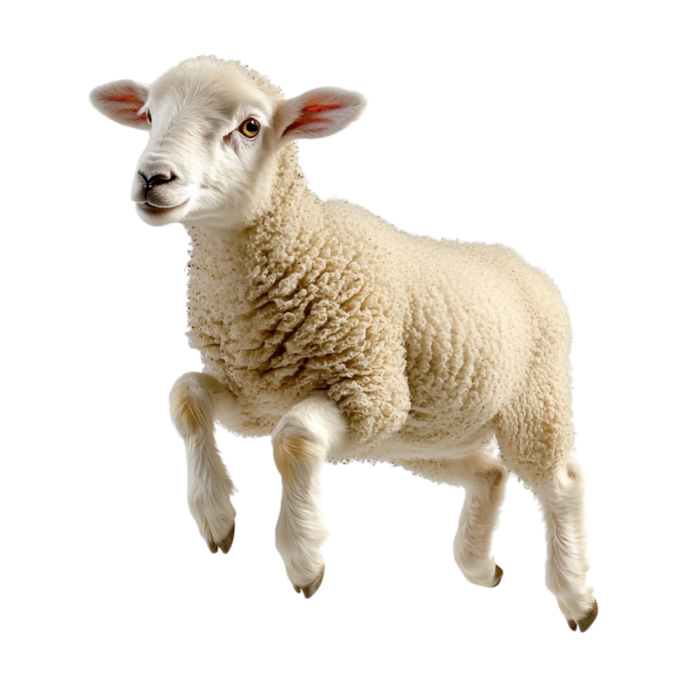 a sheep jumping on a transparent background png