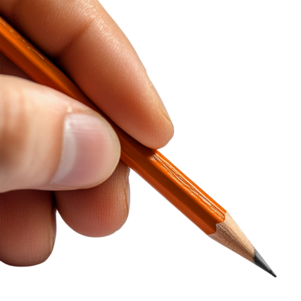 a hand holding a pencil on a transparent background png