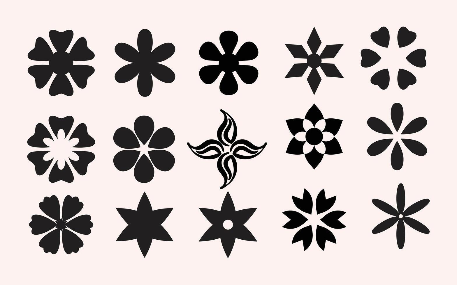Geometric Floral and basic flower shape bundle. vector