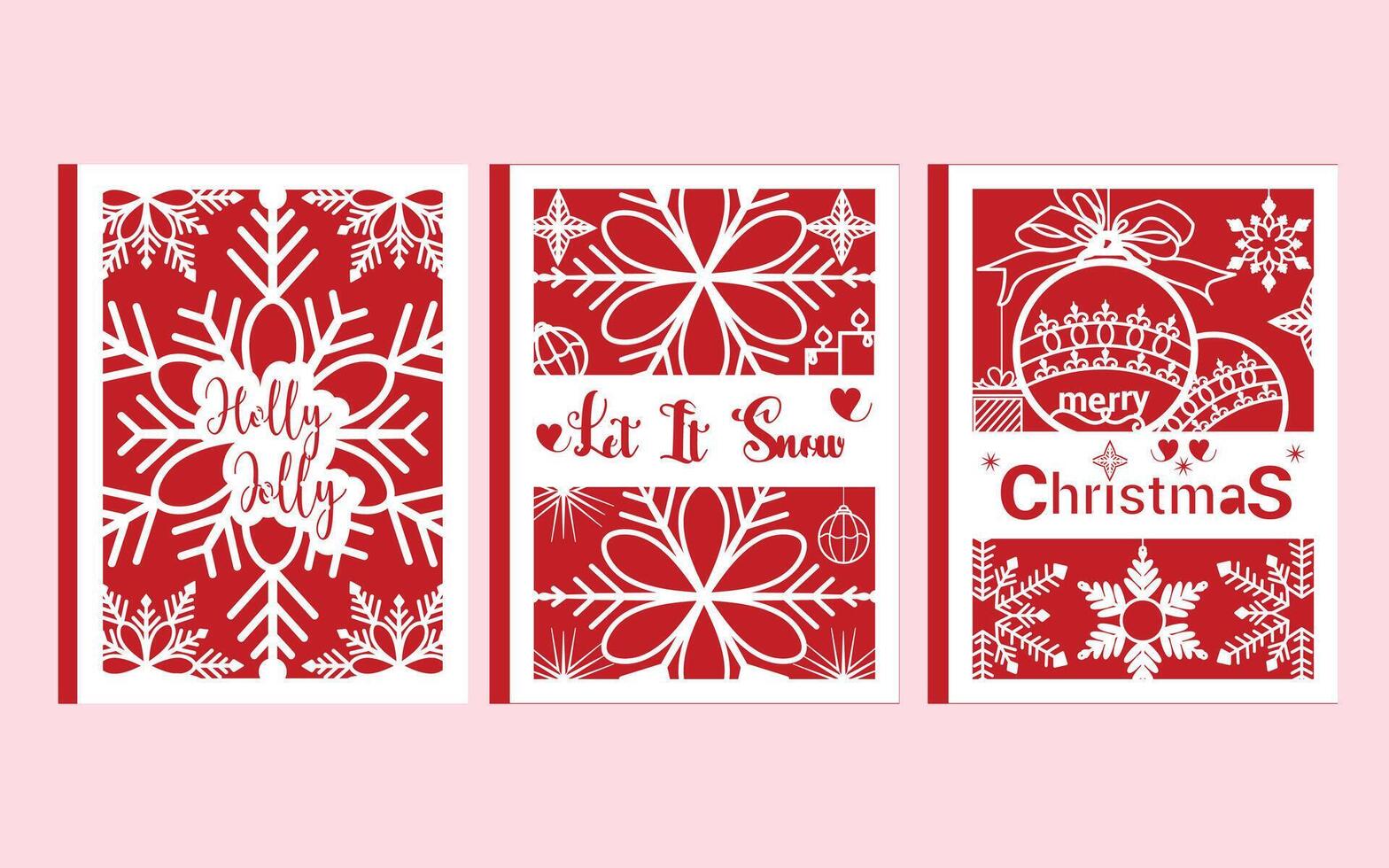 2 layer Christmas Card Designs with Christmas snowflake elements. vector