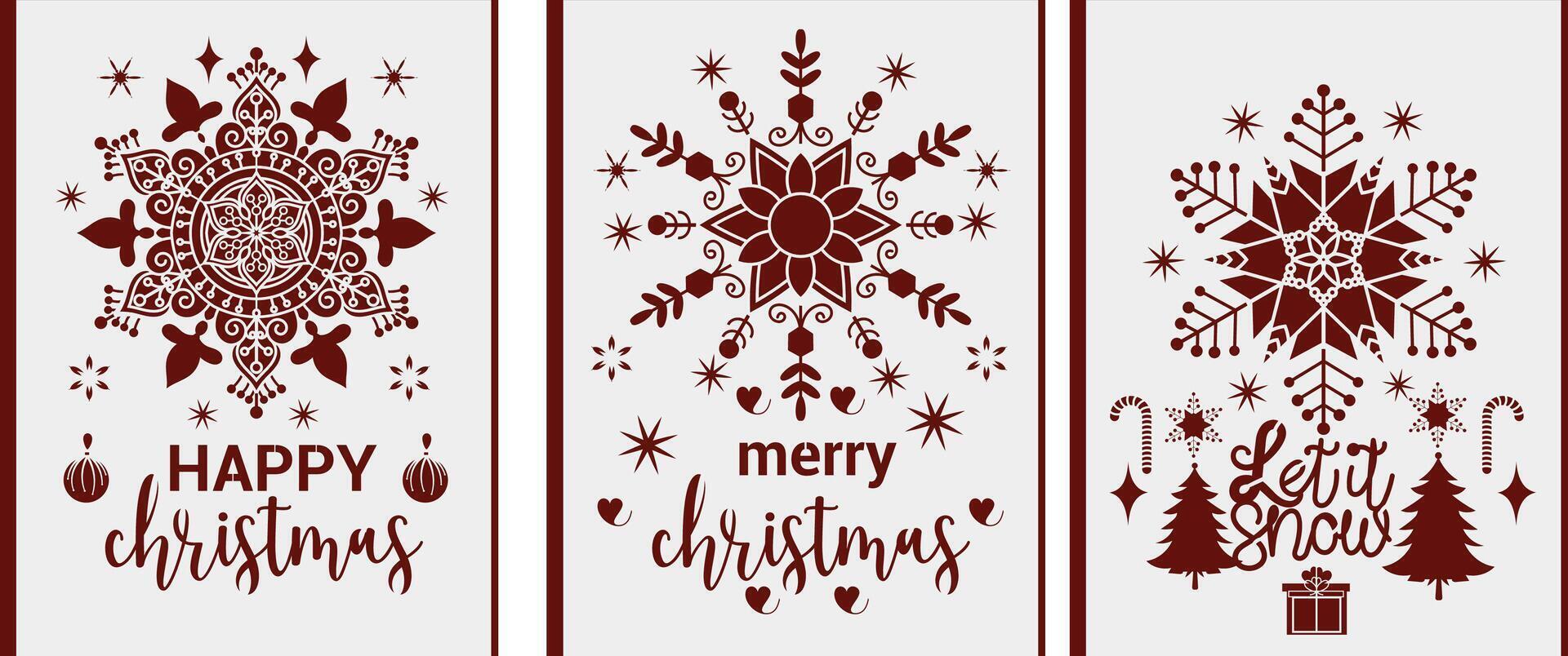 2 layer Christmas Card Designs with Christmas snowflake elements and Christmas text.. vector
