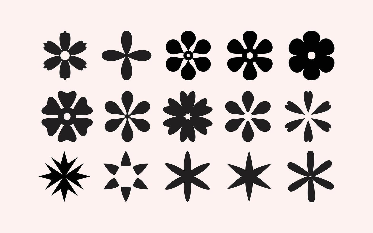 Floral and basic flower shape bundle. vector