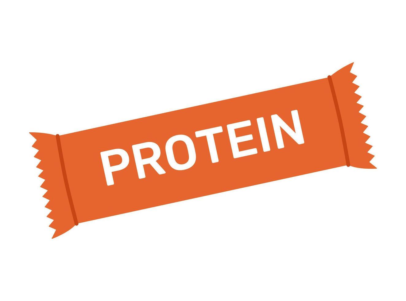 Closed energy protein bar in orange wrapper. Fitness snack with cereals and chocolate. Sport supplement. Healthy nutrition. Flat illustration isolated on white background vector