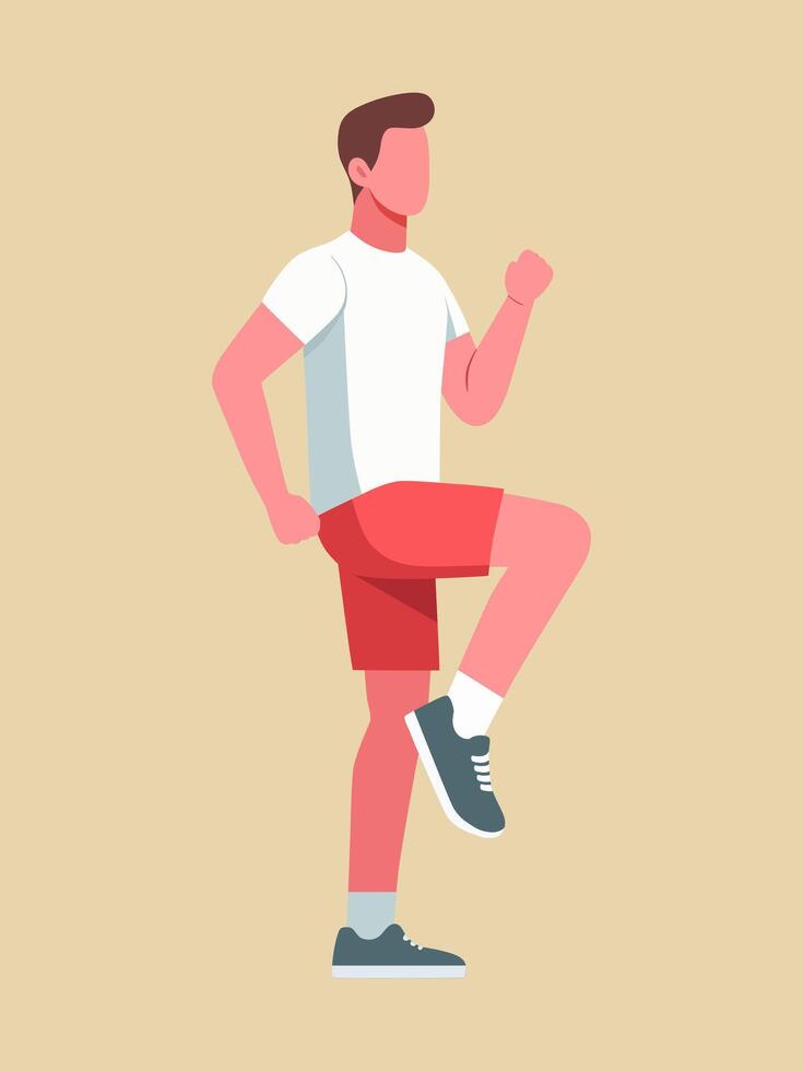 Illustration of a Man Exercising by Lifting His Right Leg vector