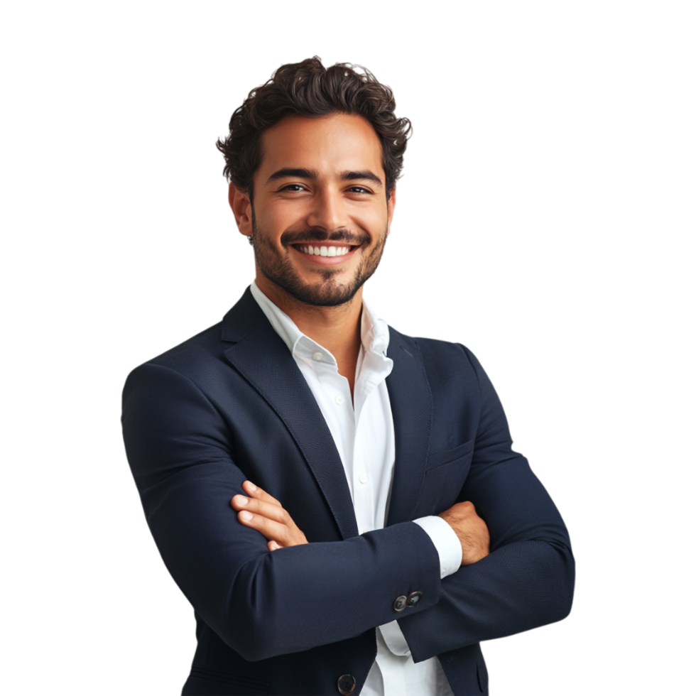 a man in a suit is smiling and standing png