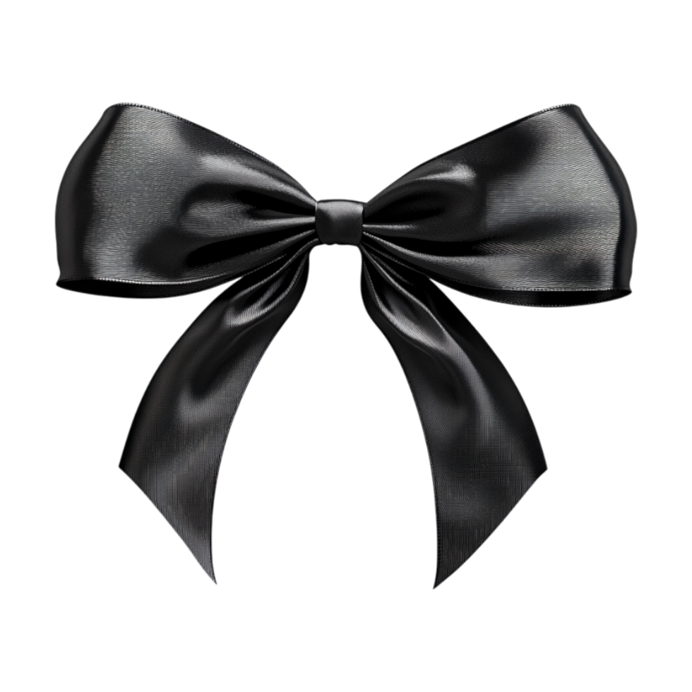 black bow with a ribbon on a transparent background png
