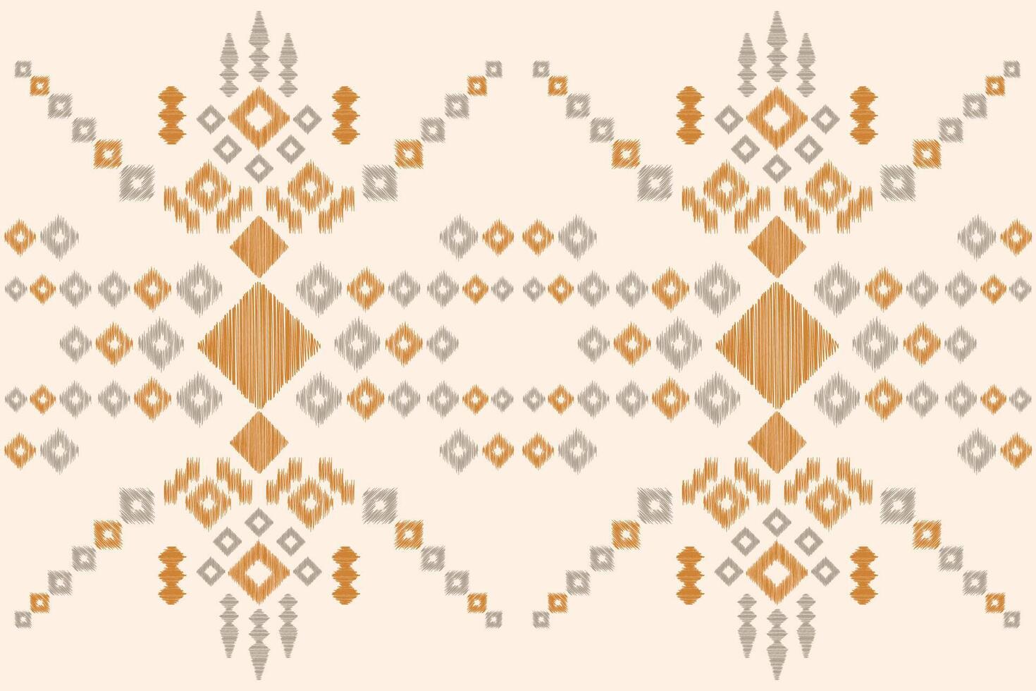 Design of geometric with brown cream background color ikat pattern wallpaper. vector