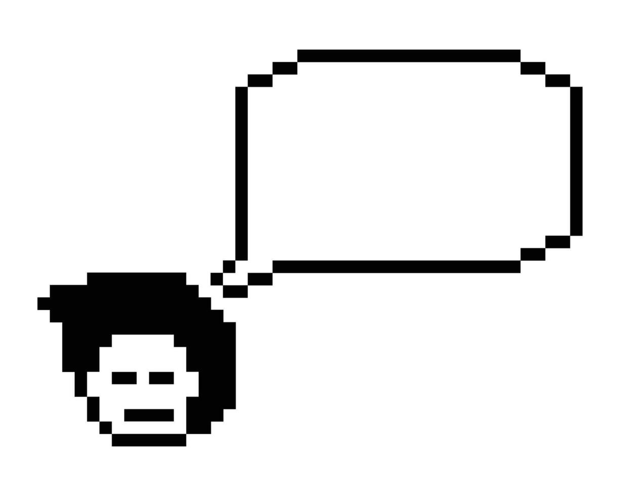 8 bit art of man male boy with chat box speak say think blank pixel decor. vector